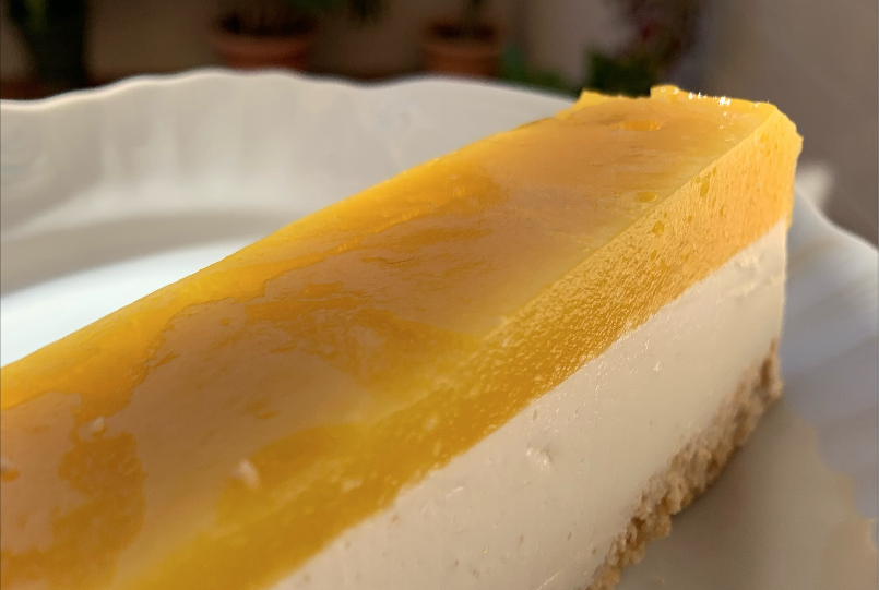 Tarta de queso y mango terminada