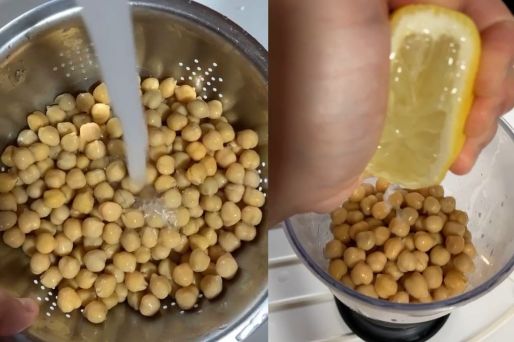 Garbanzos cocidos, añadimos limón para el hummus