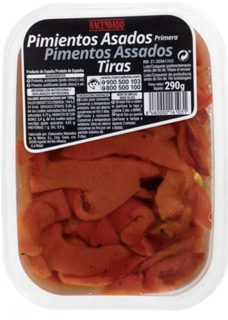 pimientos asados ya preparados y elaborados