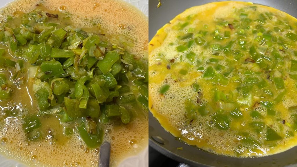 Nuestros nutricionistas mezclando los huevos con la verdura